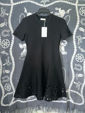 Ulla Johnson Black Laser-Cut Mini Dress